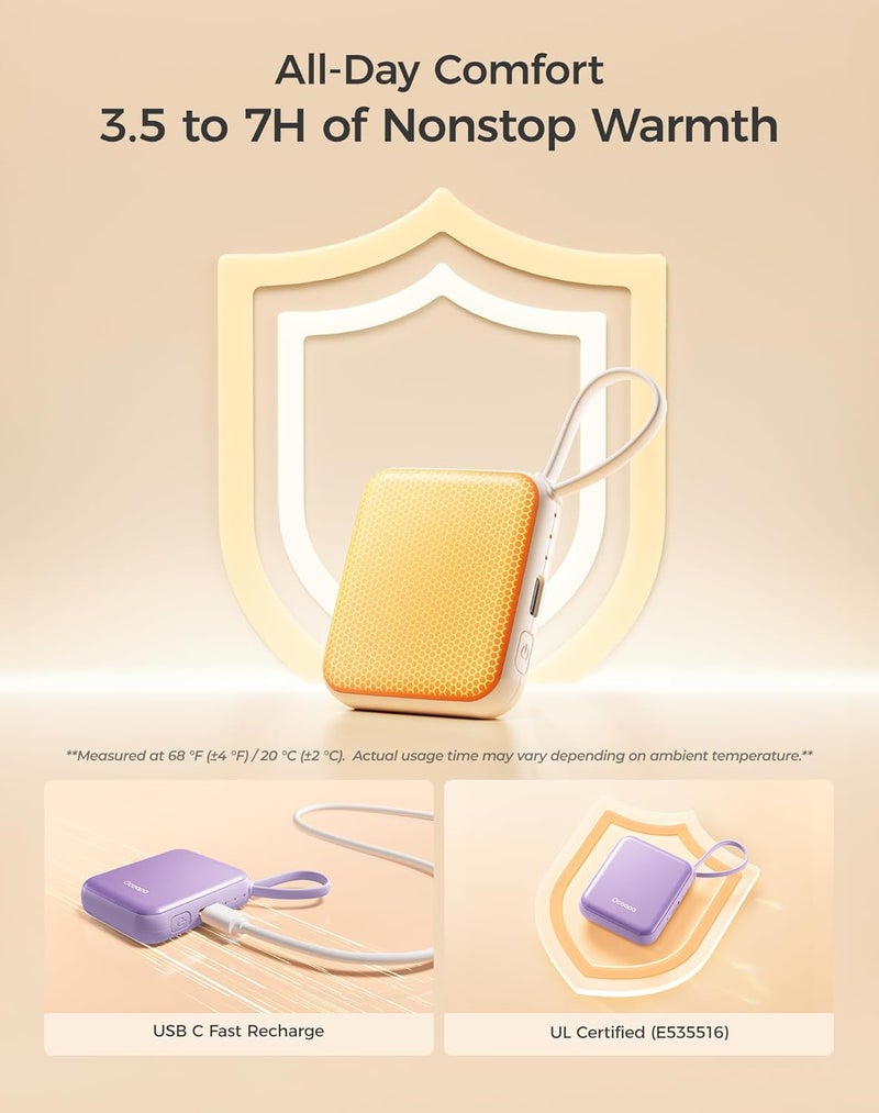 OCOOPA Hand Warmers Rechargeable, Smart Temp Control 7H*2 Long Safe Heat, Ultra Slim, Pocket-Size Design That Fits Gloves, Gifts for Women, Outdoor, Office, Commute (UT5 Nano) - Image 5